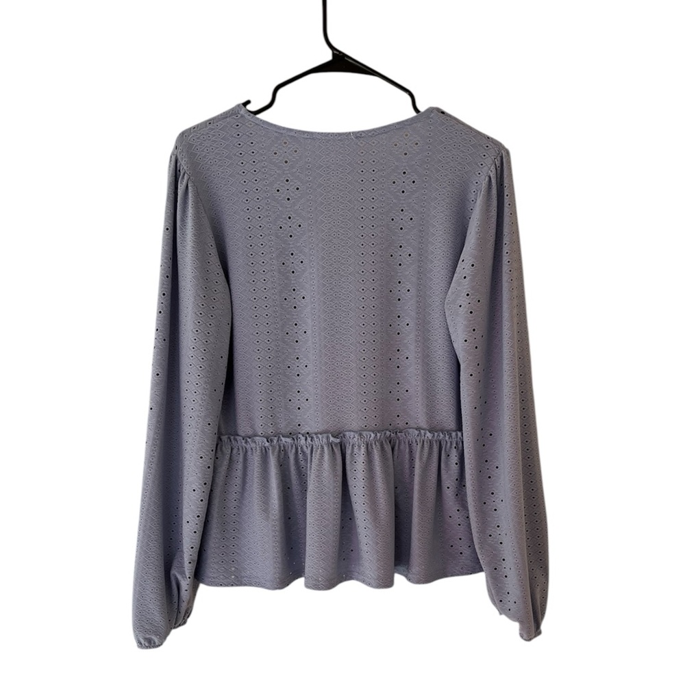 Altar’d State Blue Peplum Eyelet Top - Picture 2 of 6